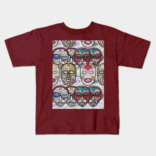 African Masks V3 Kids T-Shirt by walil designer